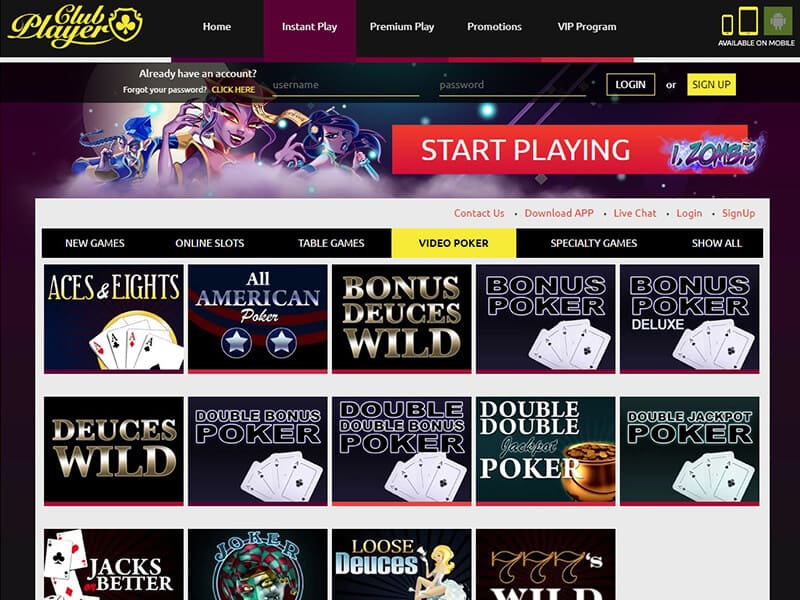 Club player online casino instant play